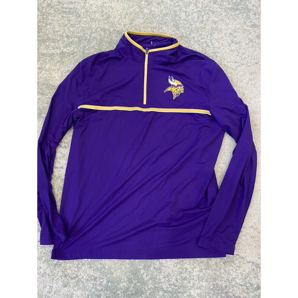 NFL Team Apparel Size XL Minnesota Vikings Mens 1/4 Zip Pullover Long Sleeve